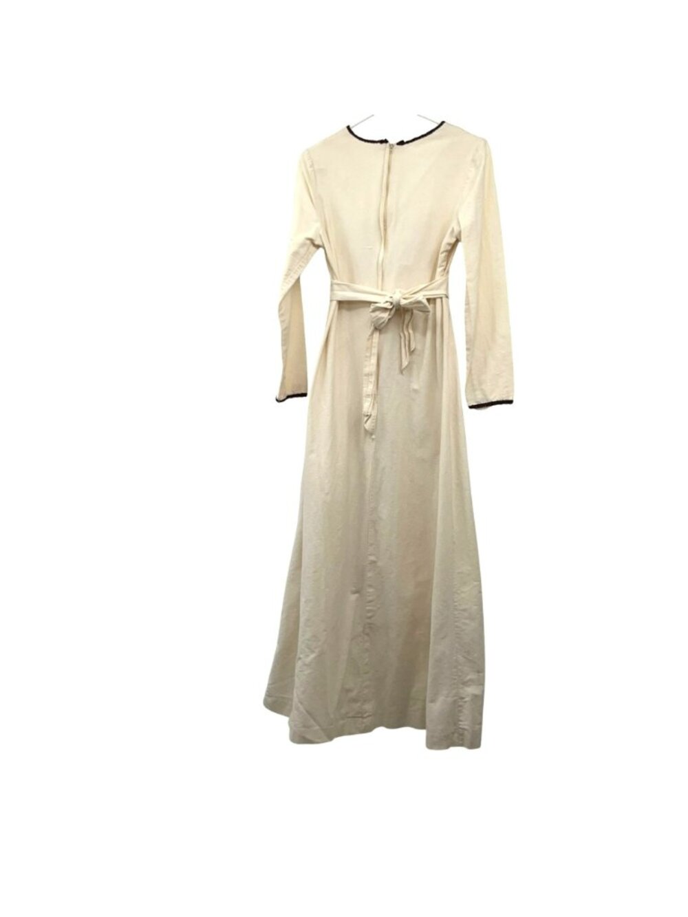 Vintage Prairie Maxi Dress Used Womens Small Cream Brown Boho - Picture 16 of 16